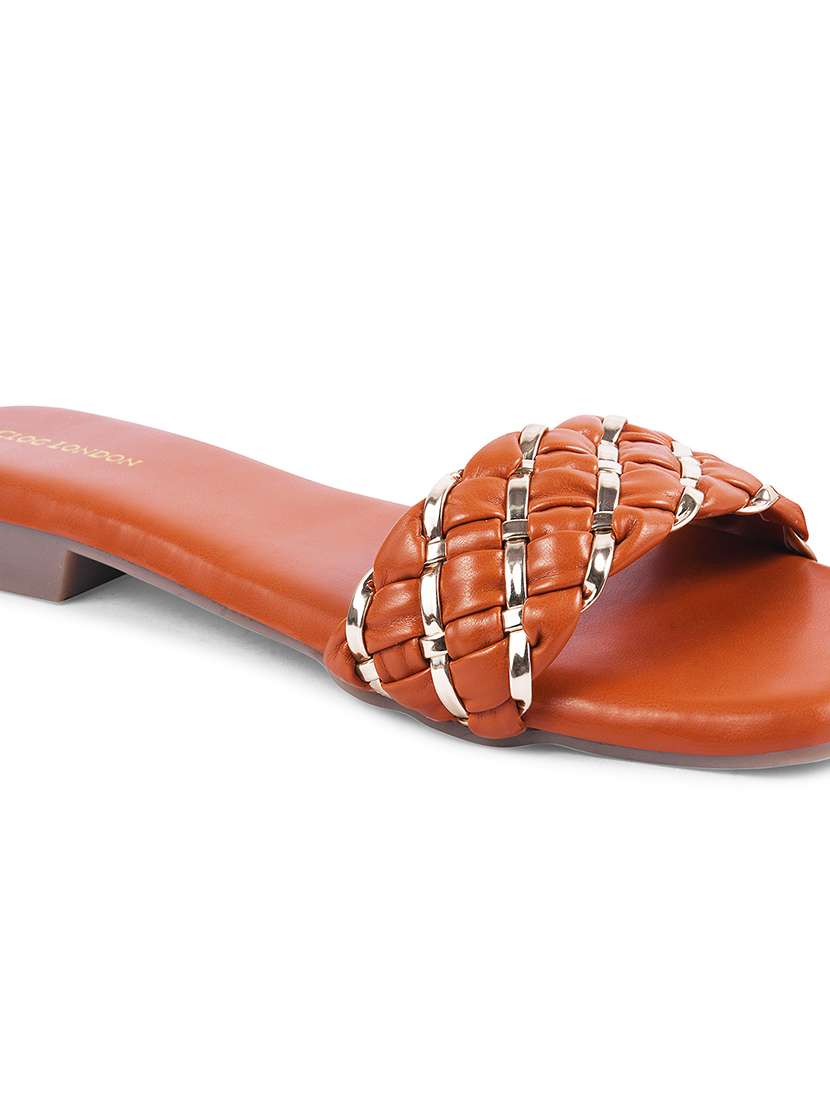 women tan slip on sandal - 21887856 -  Standard Image - 6