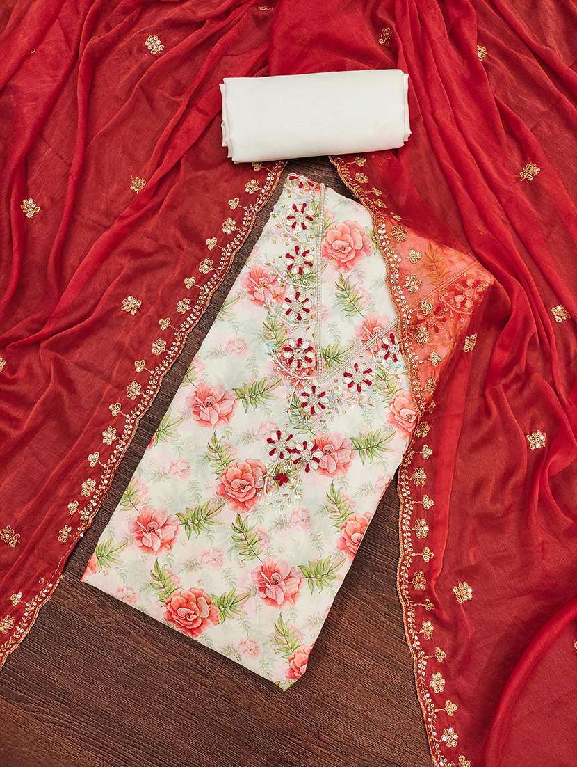 women embroidered unstitched suit set - 21887886 -  Standard Image - 1