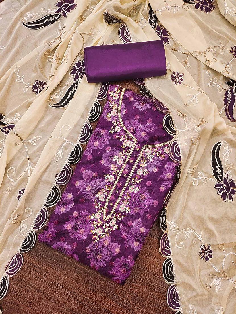 women embroidered unstitched suit set - 21887915 - Standard Image - 1