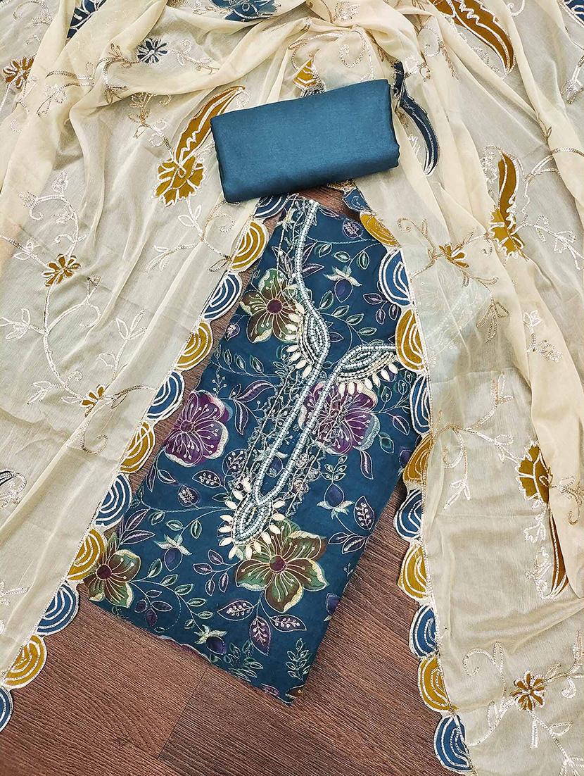 women embroidered unstitched suit set - 21887932 -  Standard Image - 1