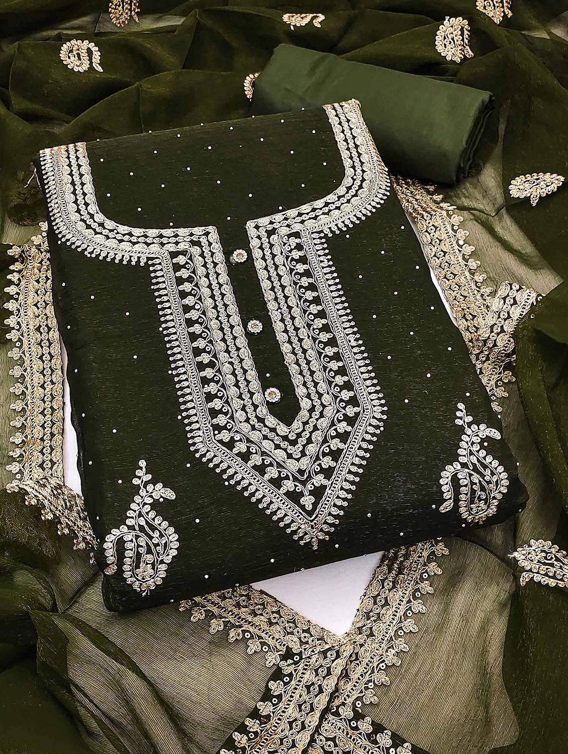 women embroidered unstitched suit set