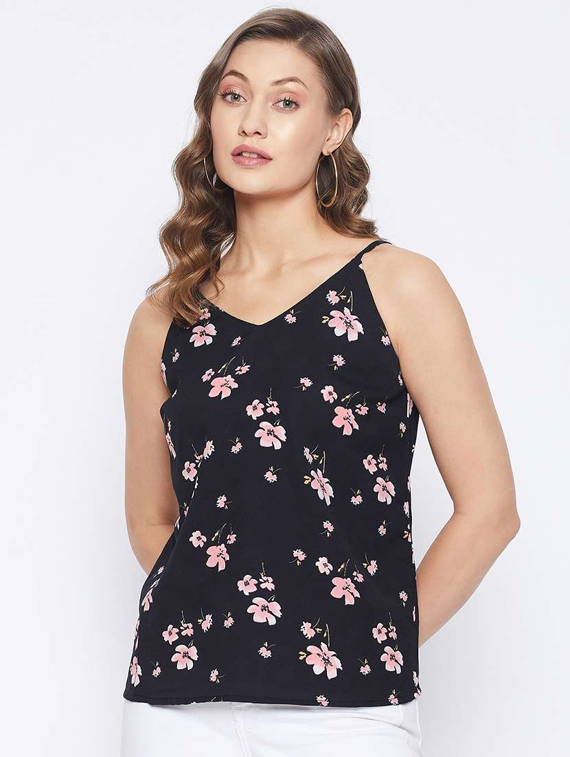 women floral print shoulder strap top - 21888292 -  Standard Image - 1