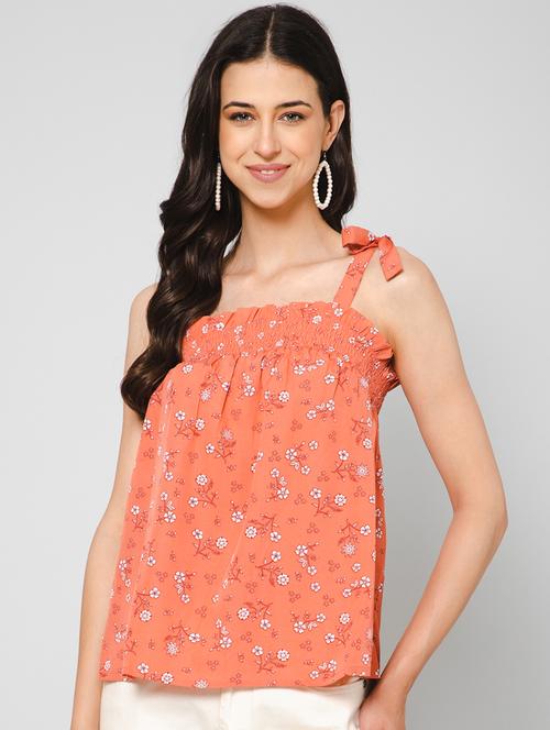women floral print shoulder strap a-linetop - 21888299 -  Standard Image - 0