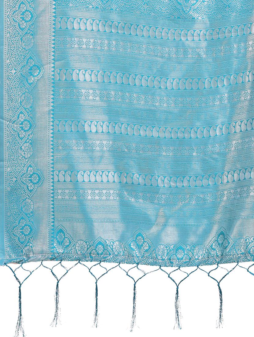 women solid with bordered saree with blouse - 21888327 - Standard Image - 4