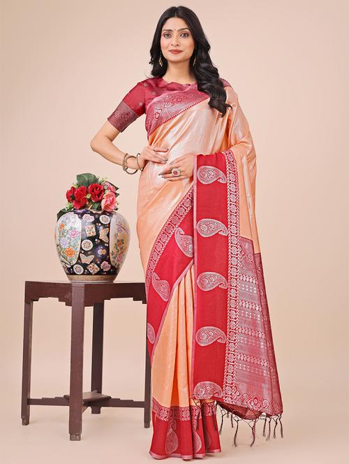 women solid with bordered saree with blouse - 21888332 -  Standard Image - 0