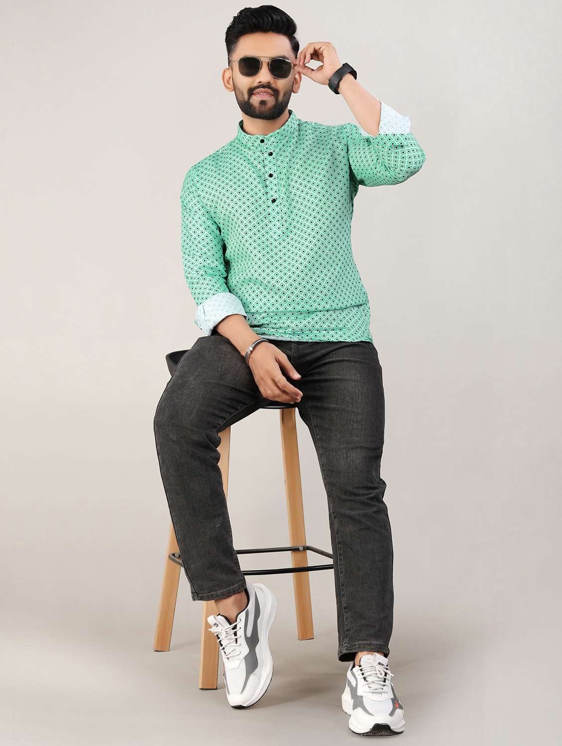 men printed long sleeve regular fit casual shirt - 21888367 -  Standard Image - 4