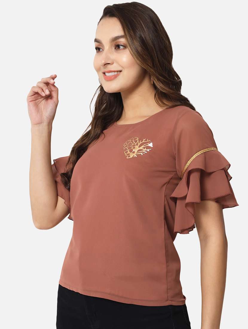 women solid short sleeves regular top - 21898925 -  Standard Image - 1