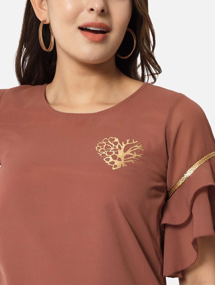women solid short sleeves regular top - 21898925 - Standard Image - 4