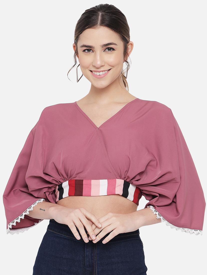 women solid batwing sleeves crop top - 21898928 - Zoom Image - 0