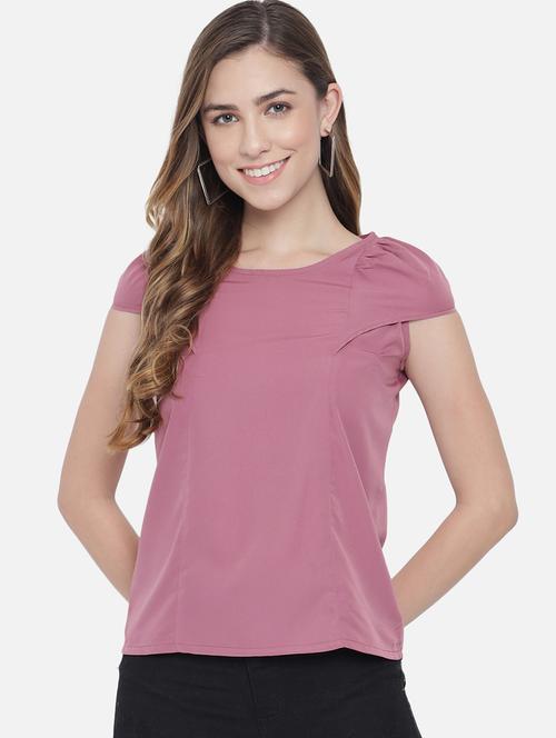 women solid cap sleeves regular top - 21898936 - Standard Image - 0