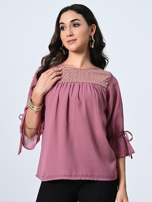 women embellished round neck regular top - 21898946 - Standard Image - 0