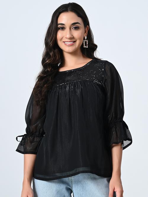 women embellished round neck regular top - 21898947 -  Standard Image - 0