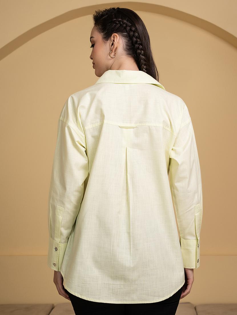 women solid collared oversized shirt - 21899023 -  Standard Image - 1