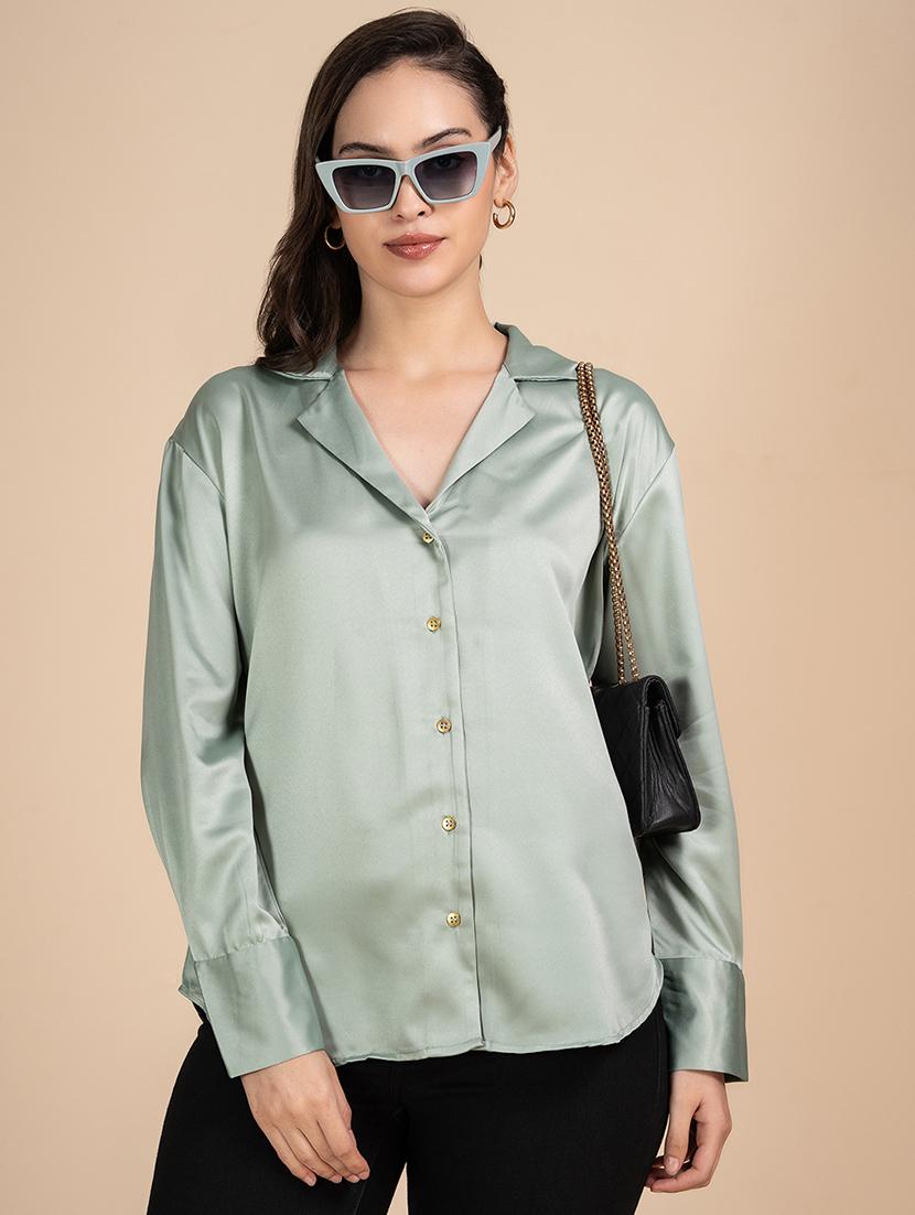 women solid lapel neck regular fit shirt - 21899029 -  Zoom Image - 0