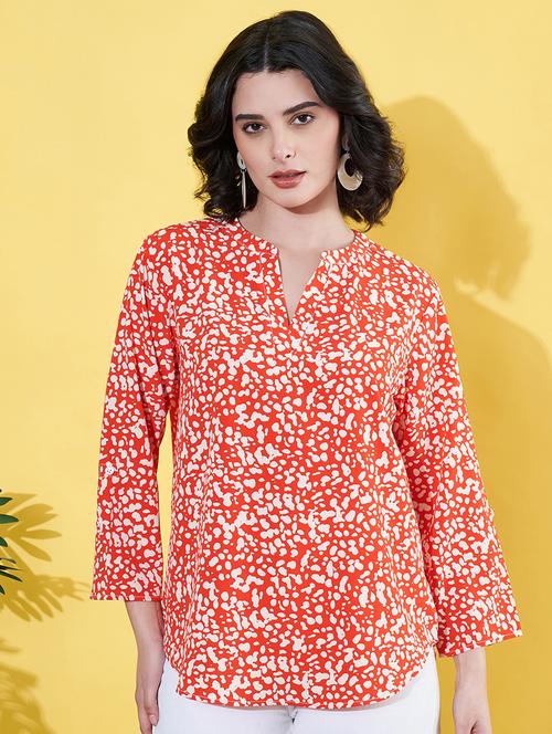 women floral print mandarin neck top - 21899107 -  Standard Image - 0