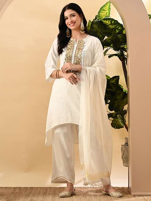 women gota detailed kurta pant with dupatta  - 21899146 -  Standard Image - 0