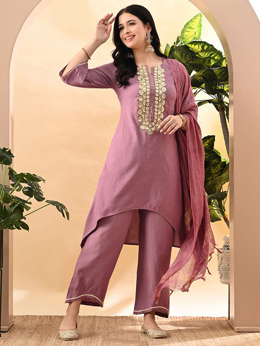 women gota detailed kurta pant with dupatta - 21899148 - Zoom Image - 0