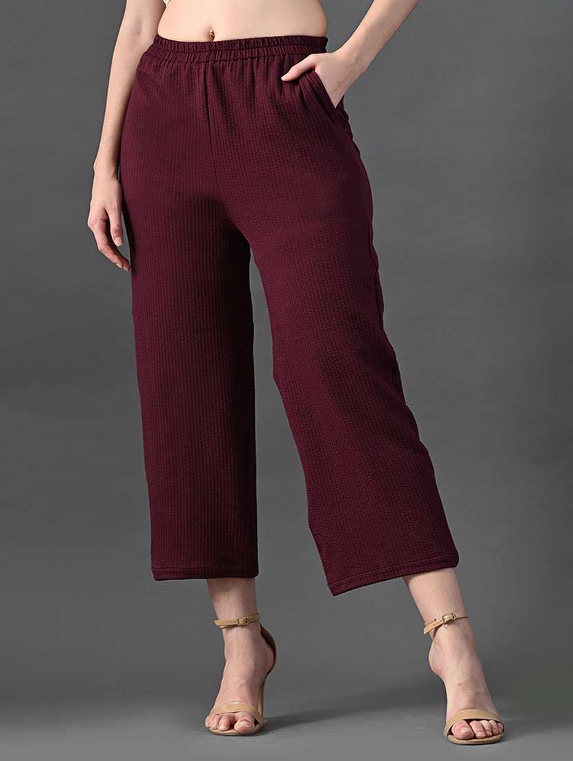 women solid high rise culottes