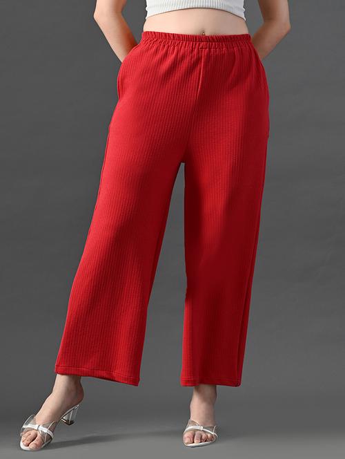 women solid high rise straight trouser - 21899157 -  Standard Image - 0