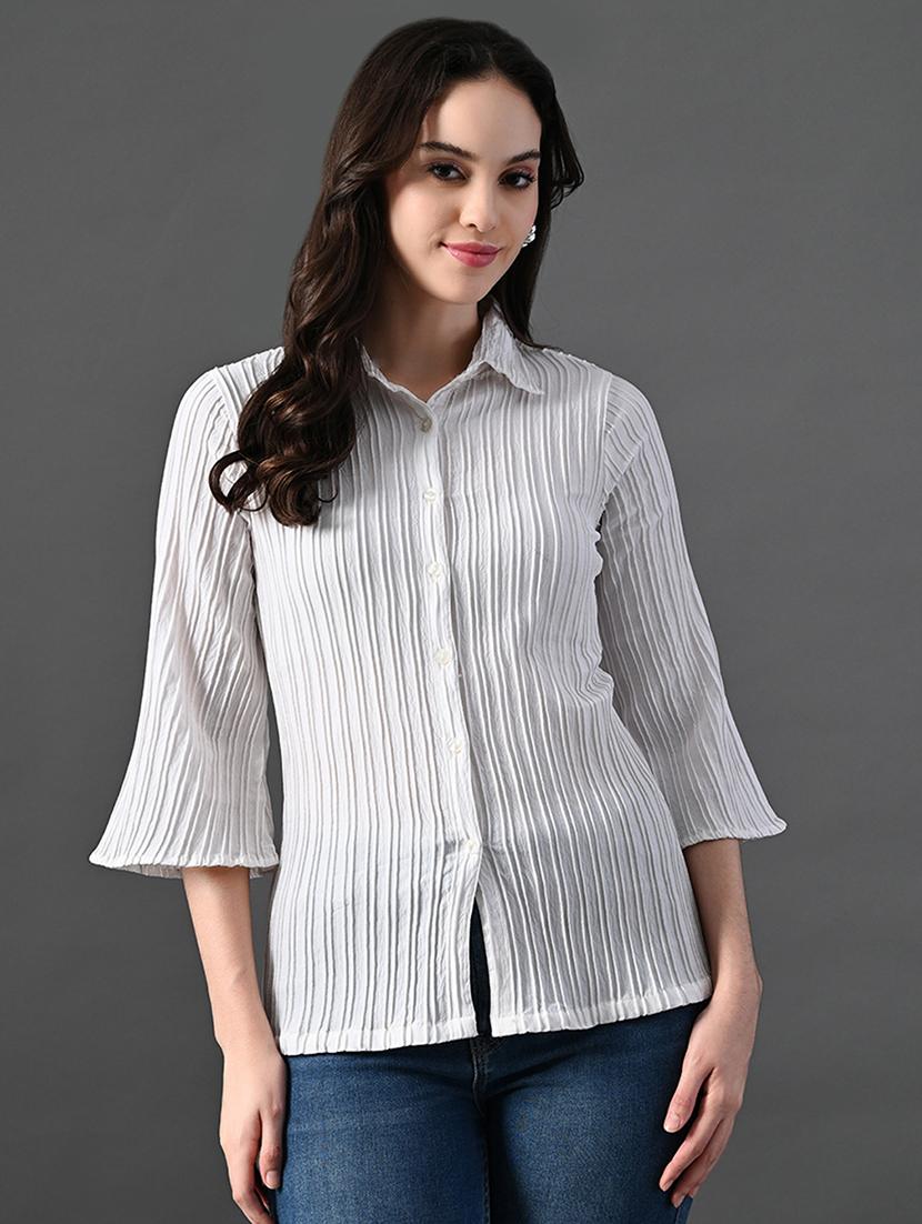 women solid colllared regular fit shirt - 21899181 -  Zoom Image - 0