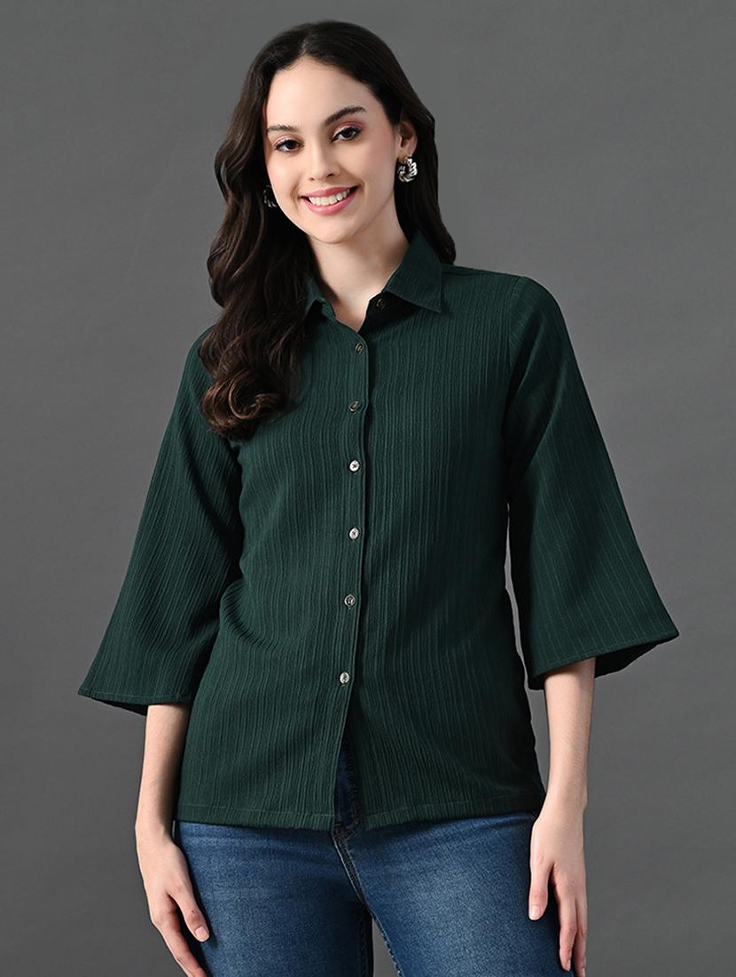 women solid colllared regular fit shirt - 21899182 - Zoom Image - 0