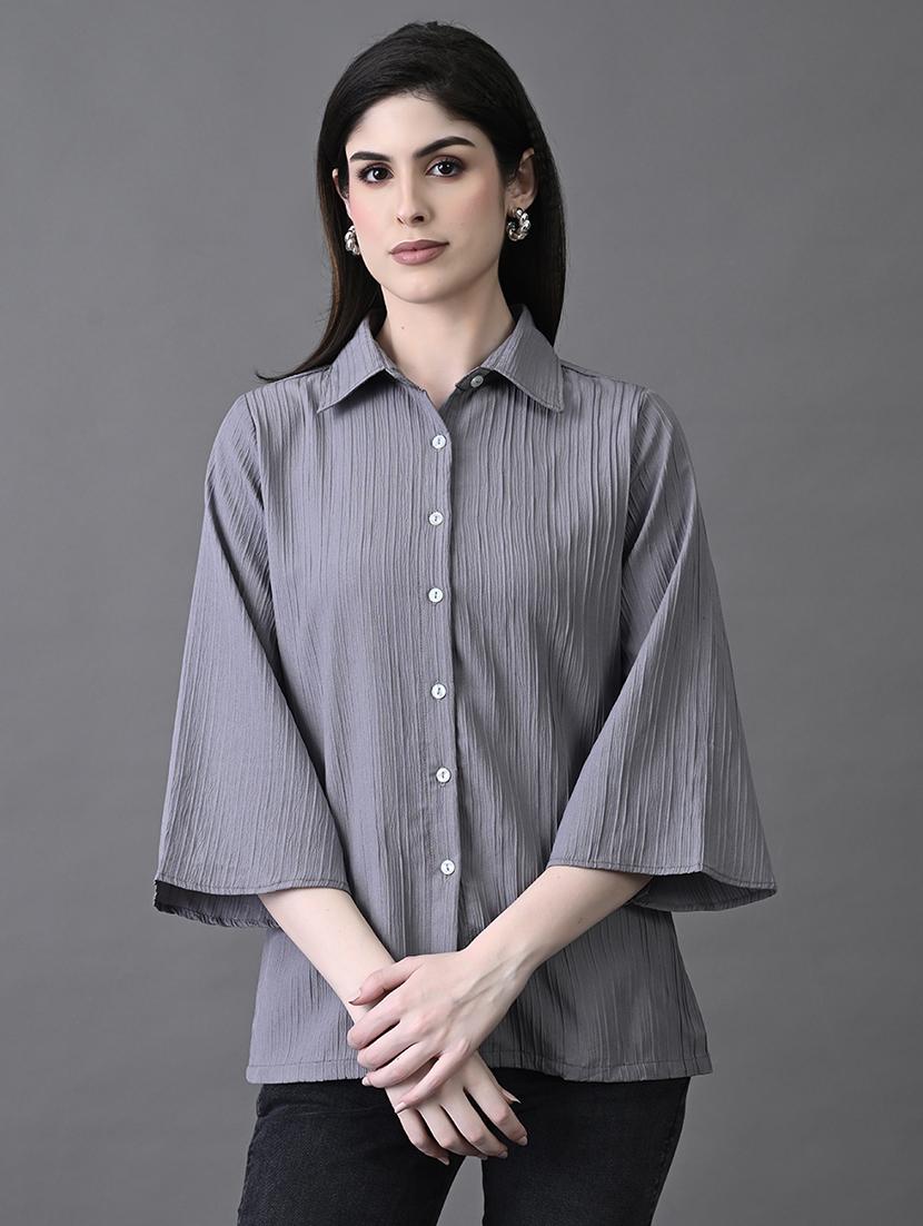 women solid colllared regular fit shirt - 21899183 -  Zoom Image - 0