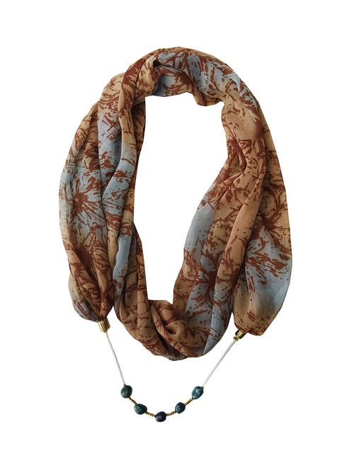 women brown printed scarf - 21899220 - Standard Image - 0