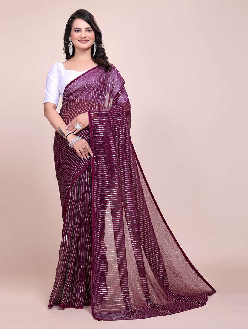 women purple embellished saree with blouse - 21899288 - Zoom Image - 0