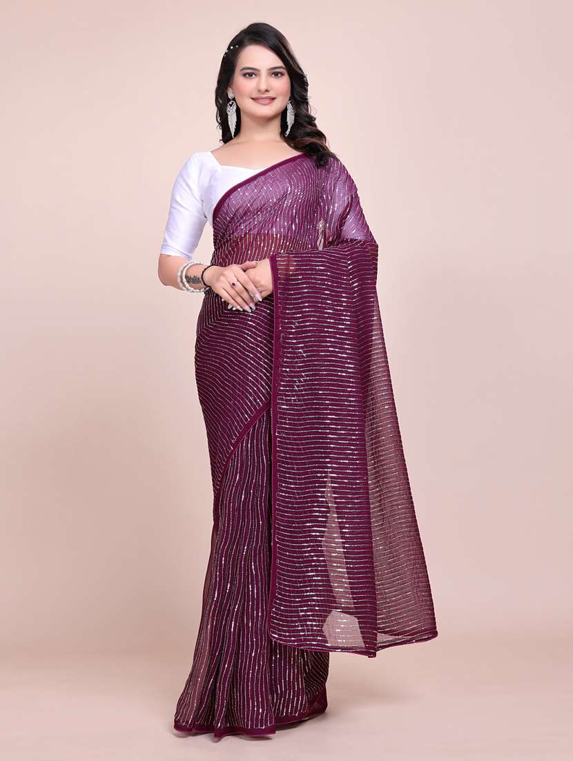 women purple embellished saree with blouse - 21899288 - Standard Image - 1
