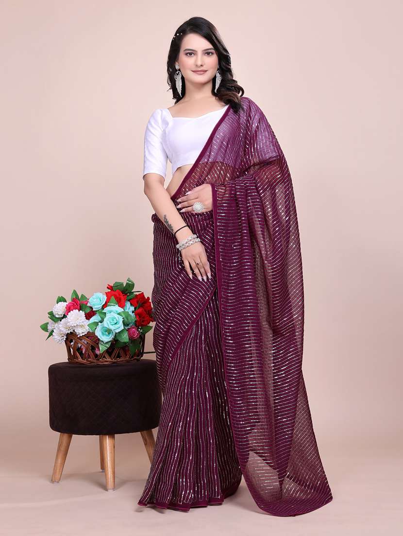women purple embellished saree with blouse - 21899288 - Standard Image - 4