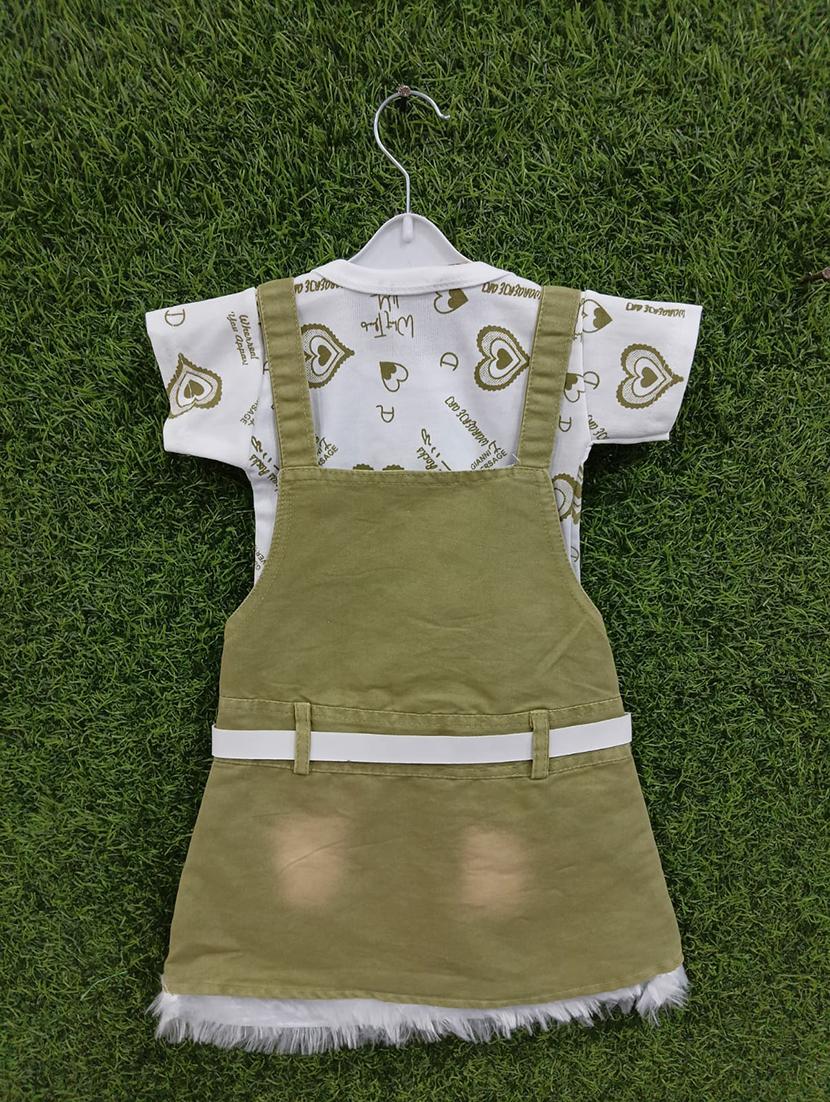girls printed adjustable strap dungaree dress - 21899300 - Standard Image - 1