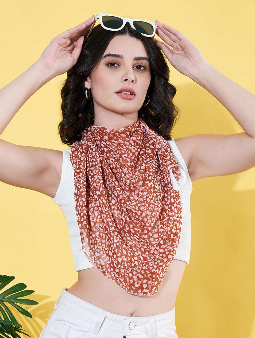 women orange chiffon scarf