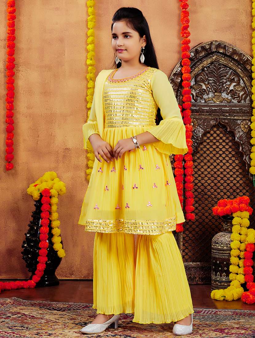 girls embellished kurta and sharara with dupatta   - 21900987 -  Standard Image - 1