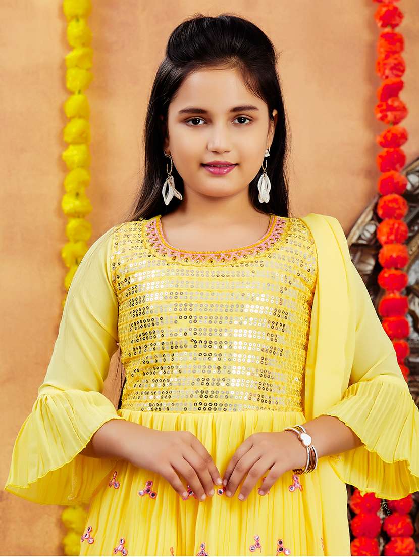 girls embellished kurta and sharara with dupatta   - 21900987 -  Standard Image - 4