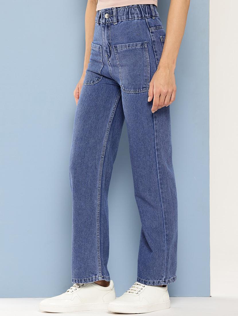 girls solid high rise straight fit jeans  - 21900995 -  Standard Image - 1