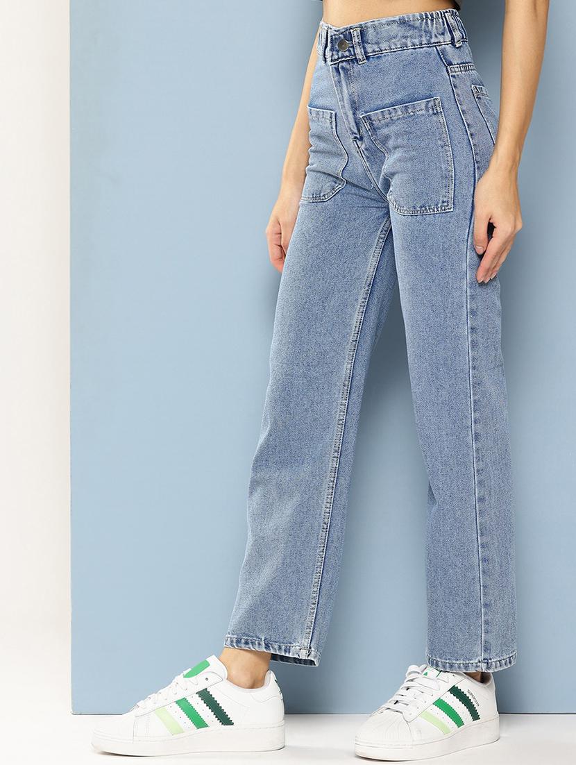 girls solid high rise staright fit jeans - 21900997 - Standard Image - 1