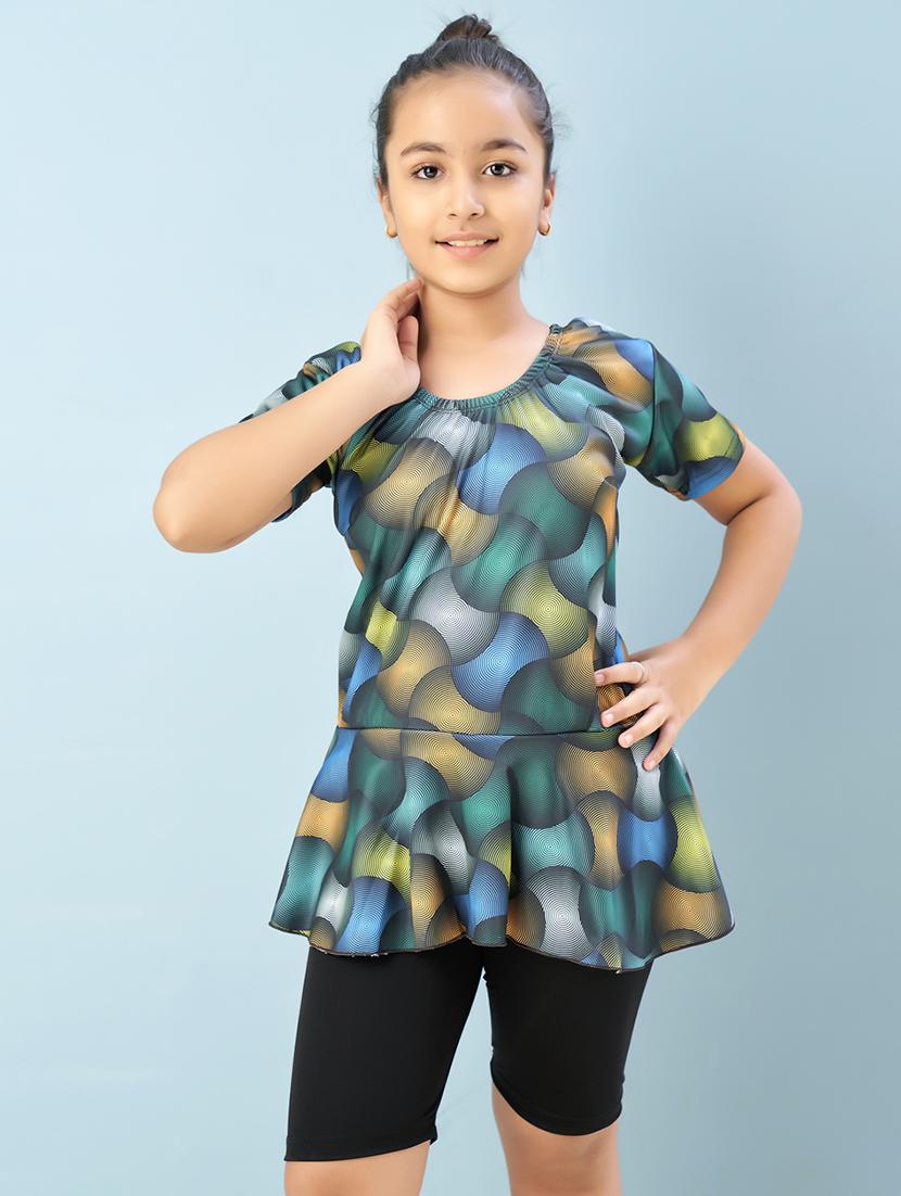 girls round neck functional swimsuits swimwear - 21901133 - Standard Image - 4