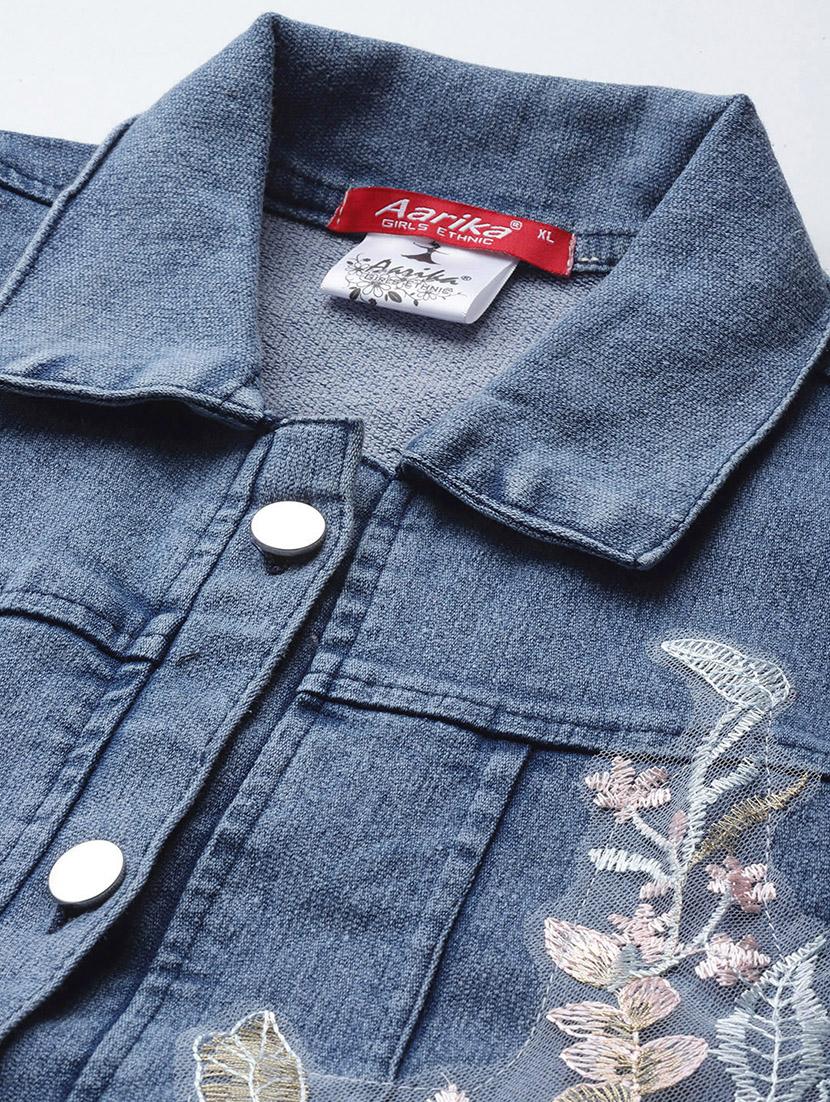 women embroidered long sleeves denim jacket - 21901182 - Standard Image - 4
