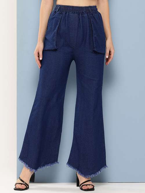 women solid high rise wide leg trouser - 21901228 -  Standard Image - 0
