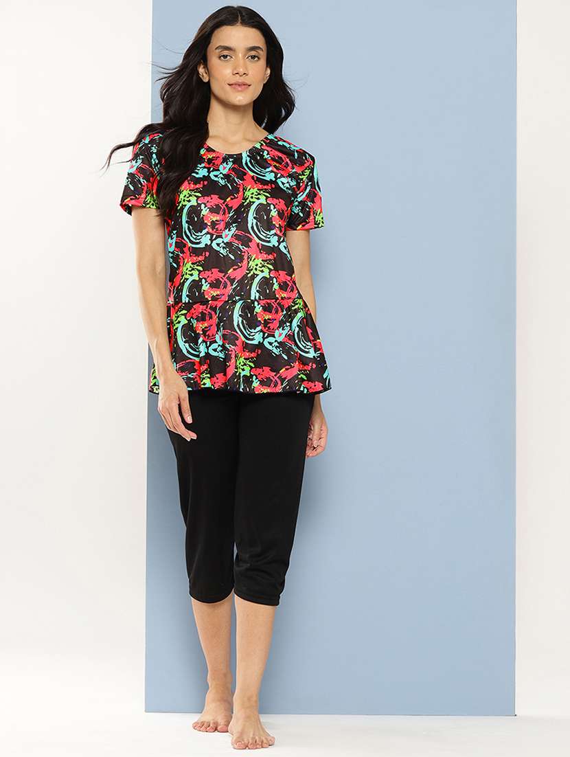 women printed short sleeves swimsuit