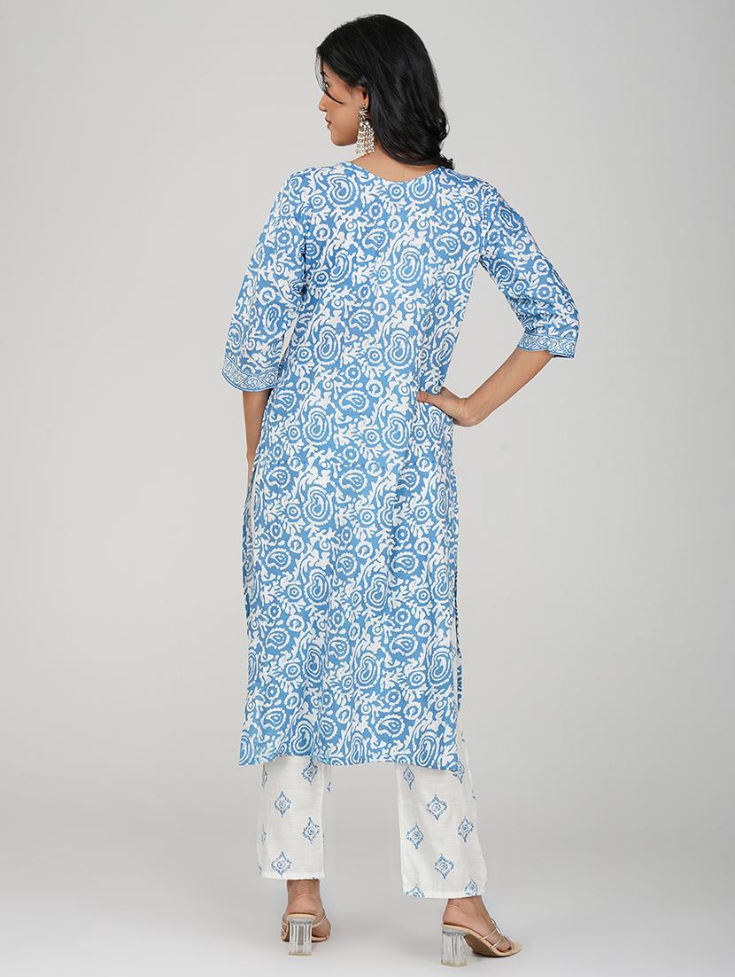 women three quarter sleeve kurta pant with dupatta set - 21901350 - Standard Image - 4