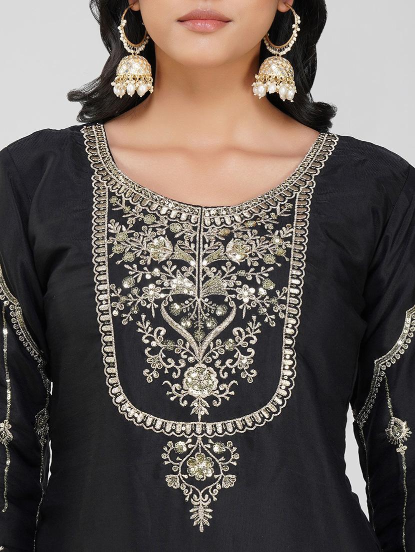 women black long sleeve dhoti kurta with dupatta set - 21901366 - Standard Image - 6