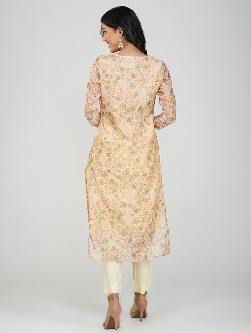 women beige long sleeve kurta pant with dupatta set - 21901383 - Standard Image - 4