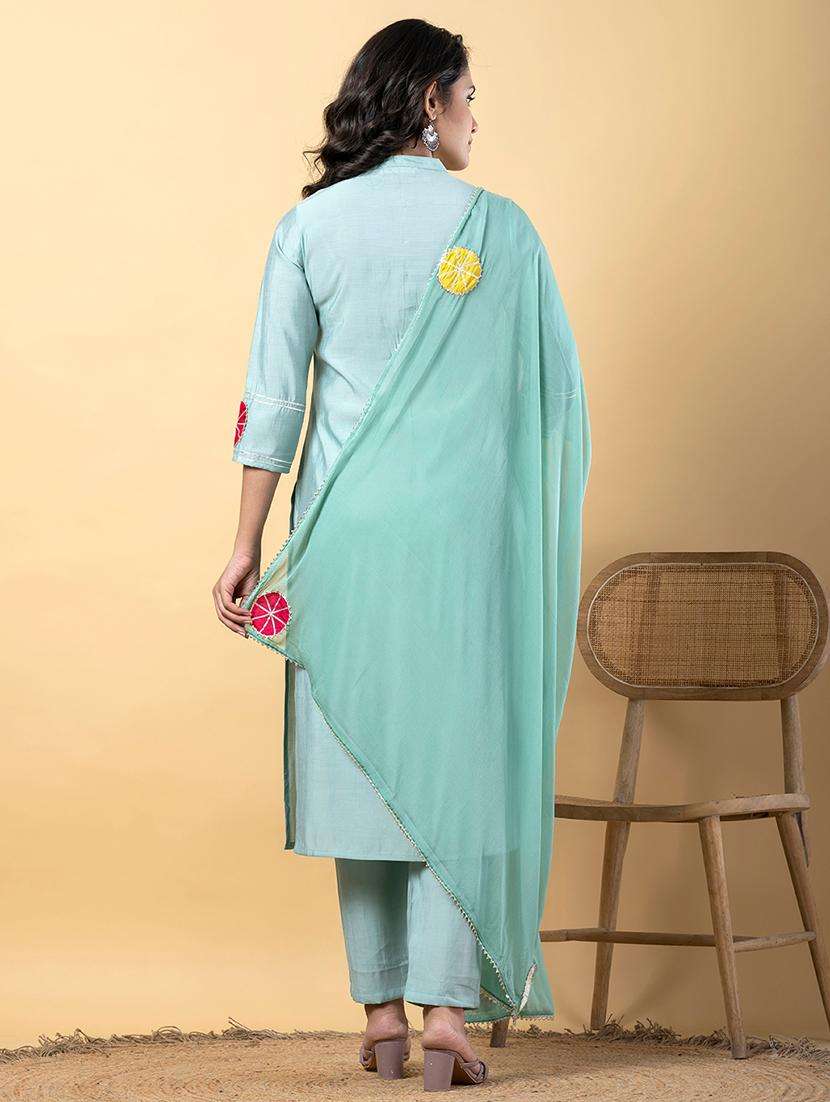 women three quarter sleeve kurta pant with dupatta set - 21901536 -  Standard Image - 4