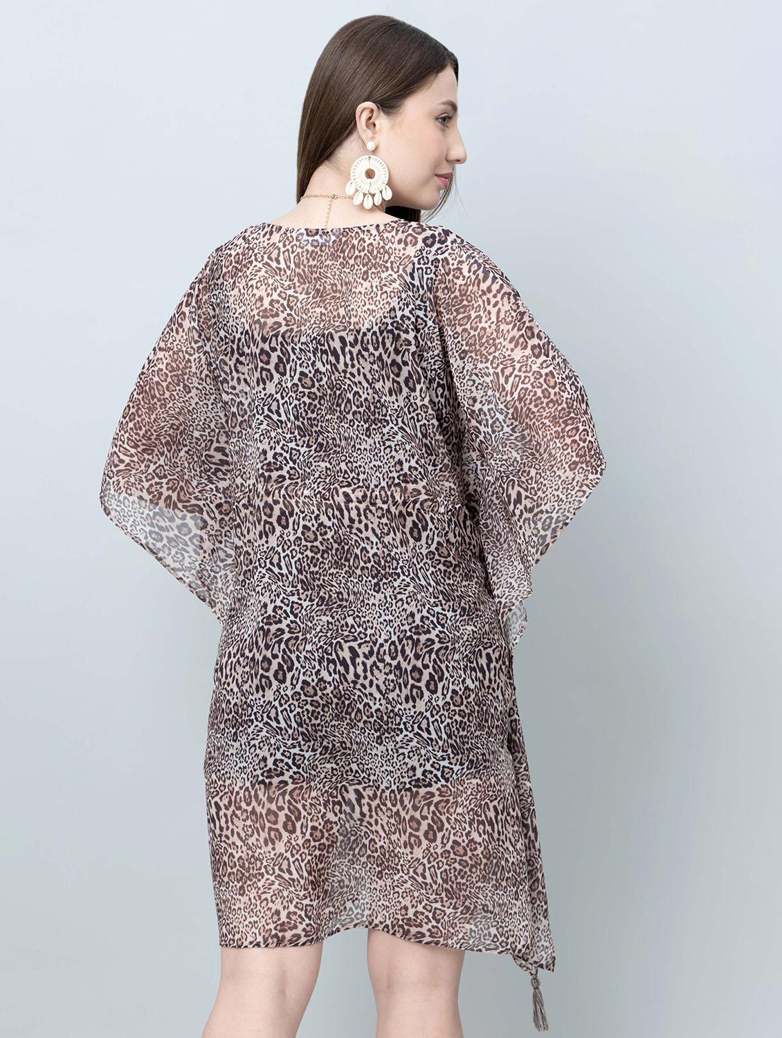 women animal printed kimono sleeves kaftan dress - 21901570 - Standard Image - 4