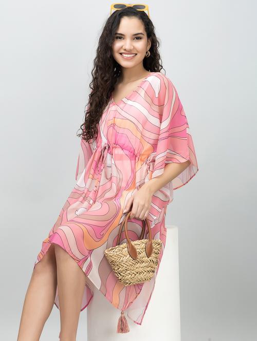 women printed kimono sleeves kaftan dress - 21901585 - Standard Image - 0