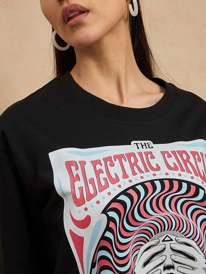 women front print round neck oversized t-shirt - 21902871 -  Standard Image - 4