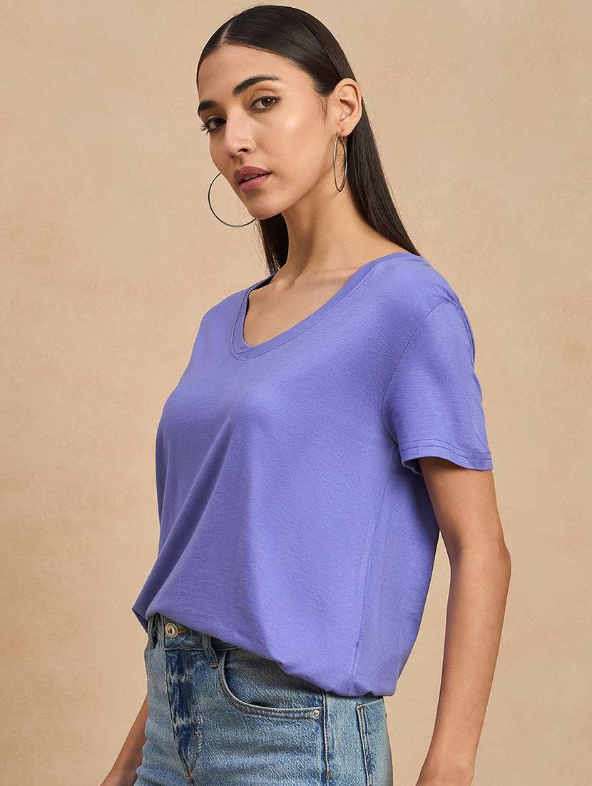 women solid short sleeves regular t-shirt - 21902884 -  Standard Image - 1