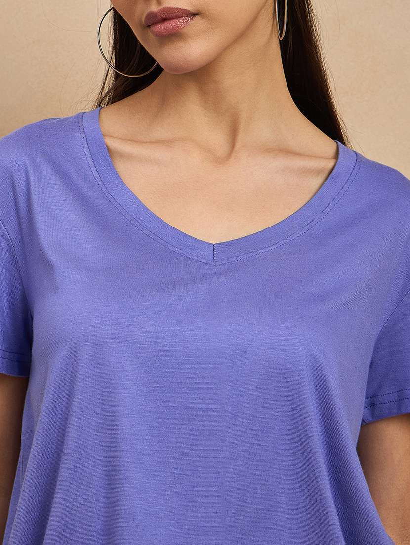 women solid short sleeves regular t-shirt - 21902884 -  Standard Image - 4
