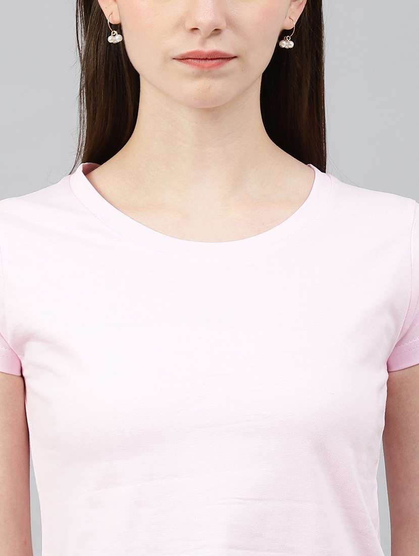 women solid short sleeves regular fit t-shirt - 21902910 -  Standard Image - 4